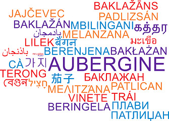 Image showing Aubergine multilanguage wordcloud background concept