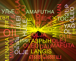 Image showing Oil multilanguage wordcloud background concept glowing