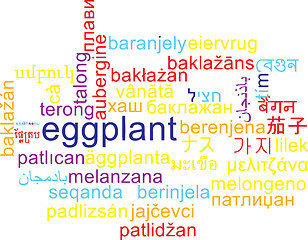 Image showing Eggplant multilanguage wordcloud background concept