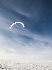 Image showing Kiteboarding on snow