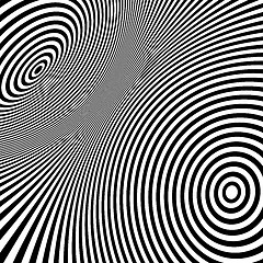 Image showing Pattern with optical illusion. Black and white background. 