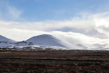 Image showing Snowy mountain landscape in Iceland