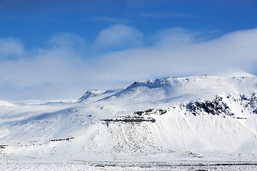 Image showing Snowy mountain landscape in Iceland