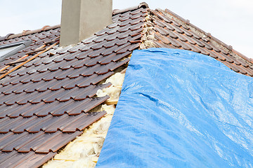 Image showing renovation of a brick tiled roof