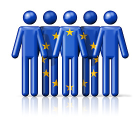 Image showing Flag of European union on stick figure