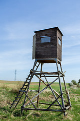 Image showing Wooden Hunters High Seat, hunting tower