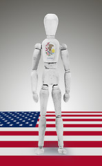 Image showing Wood figure mannequin with US state flag bodypaint - Illinois