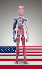 Image showing Wood figure mannequin with US state flag bodypaint - Ohio