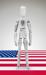 Image showing Wood figure mannequin with US state flag bodypaint - Massachuset