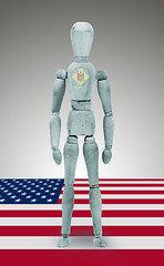 Image showing Wood figure mannequin with US state flag bodypaint - Delaware