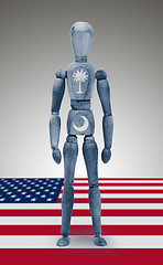 Image showing Wood figure mannequin with US state flag bodypaint - South Carol