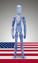 Image showing Wood figure mannequin with US state flag bodypaint - Minnesota