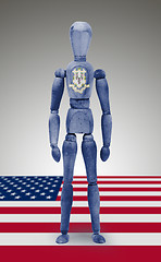 Image showing Wood figure mannequin with US state flag bodypaint - Connecticut