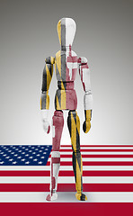 Image showing Wood figure mannequin with US state flag bodypaint - Maryland