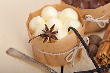 Image showing chocolate vanilla and spices cream cake dessert 