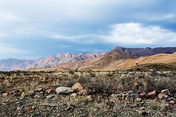 Image showing panorama of fantastic Namibia moonscape landscape