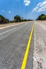 Image showing Endless road with blue sky