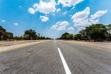 Image showing Endless road with blue sky