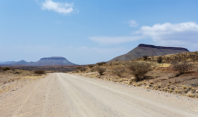 Image showing endless road in Namibia moonscape landscape