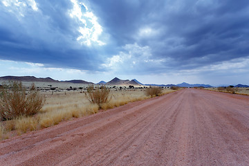 Image showing endless road in Namibia moonscape landscape