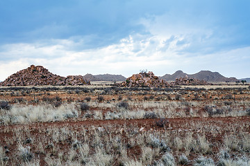 Image showing panorama of fantastic Namibia moonscape landscape