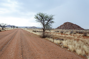 Image showing endless road in Namibia moonscape landscape