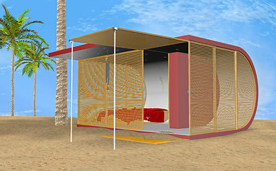 Image showing 3D Illustration Beach Bungalow