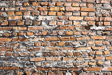 Image showing Old wall from red brick