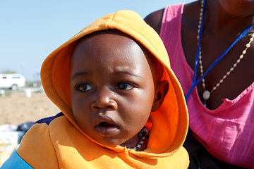 Image showing Portrait of Namibian small boy with mother