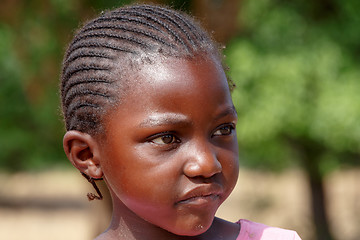 Image showing Closeup portrait of small namibian child girl