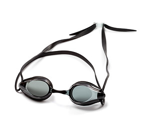 Image showing Black goggles for swimming on white background