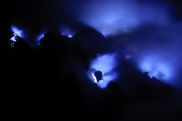 Image showing Blue fire in Ijen volcano, travel destination in Indonesia
