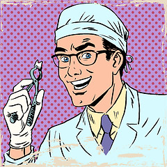 Image showing Funny dentist pulled out a tooth pop art retro comic