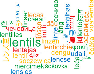 Image showing Lentils multilanguage wordcloud background concept