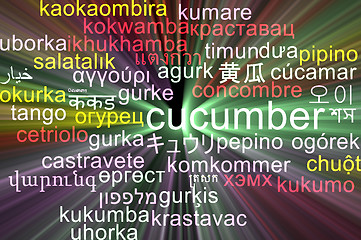 Image showing Cucumber multilanguage wordcloud background concept glowing