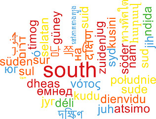 Image showing South multilanguage wordcloud background concept