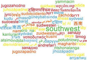 Image showing Southwest multilanguage wordcloud background concept