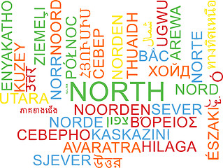 Image showing North multilanguage wordcloud background concept