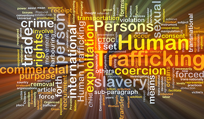 Image showing Human trafficking background concept glowing