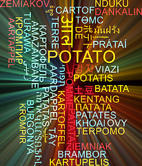 Image showing Potato multilanguage wordcloud background concept glowing