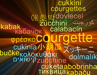 Image showing Courgette multilanguage wordcloud background concept glowing