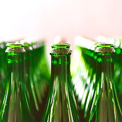 Image showing Many bottles on conveyor belt