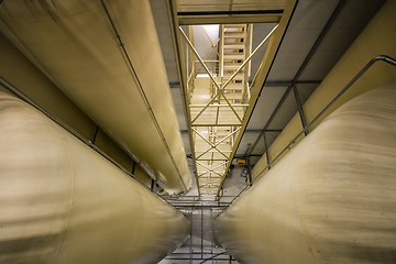 Image showing Industrial interior with welded silos