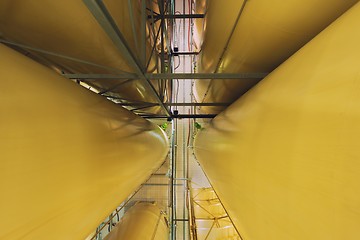 Image showing Industrial interior with welded silos