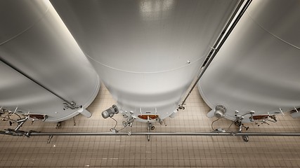 Image showing Large industrial white silos in modern factory