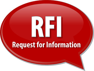 Image showing RFI acronym word speech bubble illustration