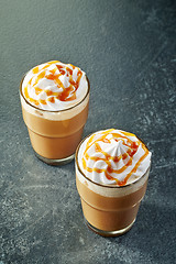 Image showing two glasses of coffee with whipped cream