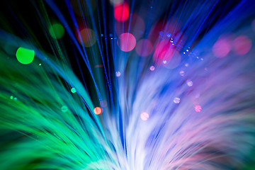 Image showing optical fibres abstract blurred technology background