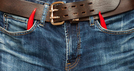 Image showing jeans with red chili pepper