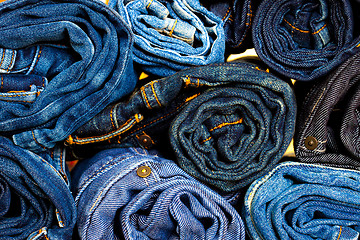 Image showing Jeans trousers rolls